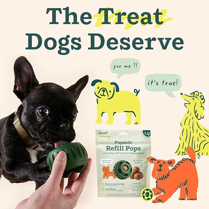 WOOF Pupsicle Refill Pops, Delicious Long Lasting Dog Treats, Pre-Made Pupsicle Refills for Dogs, Wholesome Ingredients, Low-Mess Chicken Pet Treats - Small Pops - 10 Count