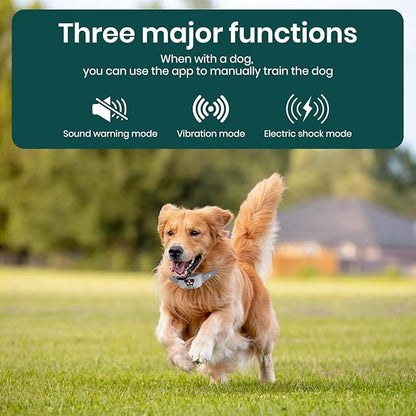 WEUYUY GPS Electric Dog Collar with Free App, Wireless Fence System with Training Collar, Portable Fence for Outdoor Use, Rechargeable Waterproof Collar, Adjustable of Dogs