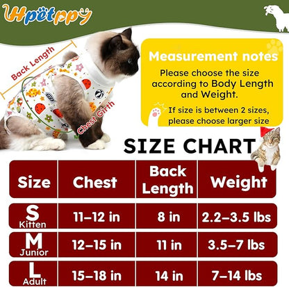 Hpetppy Cat Recovery Suit for Spay Abdominal Wounds, Breathable Cat Onesie for Cats After Surgery Female, Kitten Surgical Recovery Suit Female Cone of Shame Alternative for Cats Anti Licking