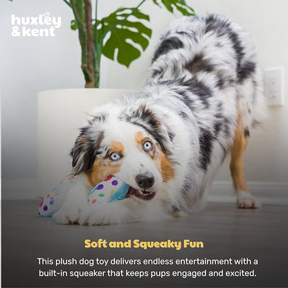 Huxley & Kent Funny Dog Toy w/Squeaker – Power Plush Squeaky Dog Toys for Small, Medium & Large Dogs – Soft Stuffed Animal for Indoor Play & Fetch - It's My Barkday Bone, Small