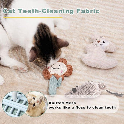 CUUOOT 7-in-1 Kitten Toys for Indoor Cats with Washable Adhesive Suction Cup, Hanging Interactive Cat Toys, Silvervine Stick and Sisal Chew Rope Catnip Teething Toy for Bored Kitten