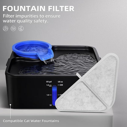 Automatic Pet Fountains Filters Replacements, 230oz/7L Dog Multiple Filtration Dog dispensor, Filtration System Pet Fountain Filters Replacement, 12Pack (12 Filter+12 Mesh Bag+12 Sponge)