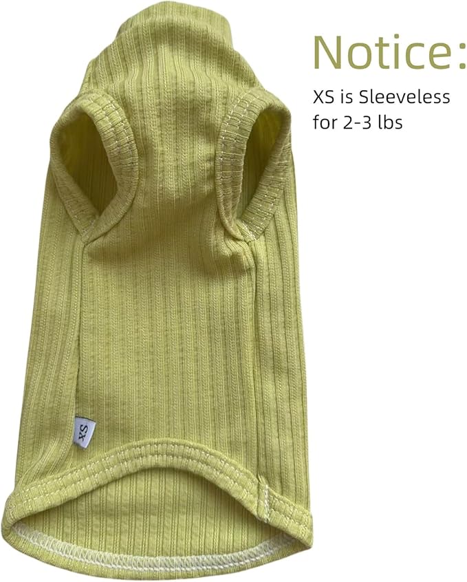 Sphynx Cats Shirt Cat Turtleneck Cotton Sweater Pullover Kitten T-Shirts with Sleeves Cat Pajamas Jumpsuit for Sphynx Cornish Rex, Devon Rex, Peterbald (X-Small, Green Yellow)