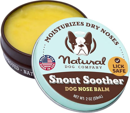 Natural Dog Company Snout Soother Balm – Dog Nose Balm for Dry Cracked Snouts, Moisturizing Winter Nose Care with Coconut Oil & Shea Butter, Lick Safe Dog Snout Balm for All Breeds, 2 oz Tin