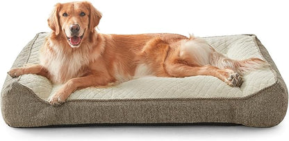 JOEJOY Extra Large Orthopedic Dog Beds Large Sized Dog, Extra Thick Supportive Big Dogs Bed with Sides, Ultra Soft Pet Bed Sofa, Beige, 48''x35''