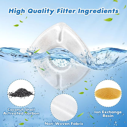 32 Pcs Cat Water Fountain Replacement Filters, 16 Pack Filters 16 Pack Pre- Sponges Fit for 67oz, 95oz, 135oz Automatic Pet Fountain Dog Water Dispenser