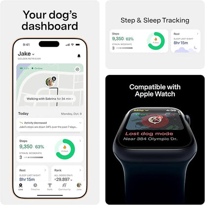 Fi Mini GPS Tracker for Dogs — 12-Month Membership Included — Smart Pet Tracking Collar Attachment — Lightweight, Virtual Fences, Escape Alerts, Step & Health, Waterproof