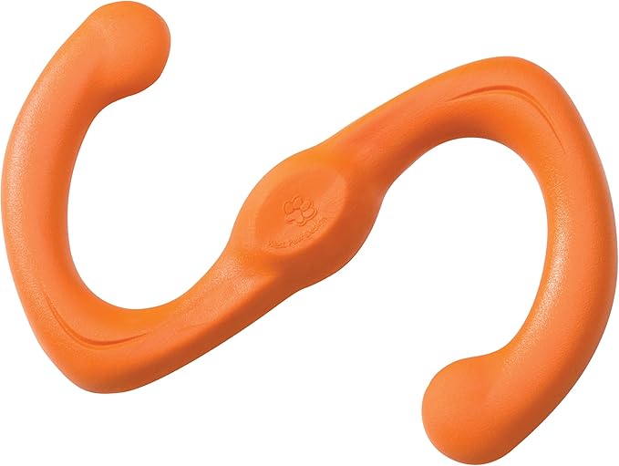 West Paw Zogoflex Bumi Dog Tug Toy – S-Shaped, Lightweight Chew Toys for Fetch, Play, Pet Exercise – Tug of War Soft Flinging Squishy Chewy Toy for Dogs – Guaranteed, Latex-Free, Small, Tangerine