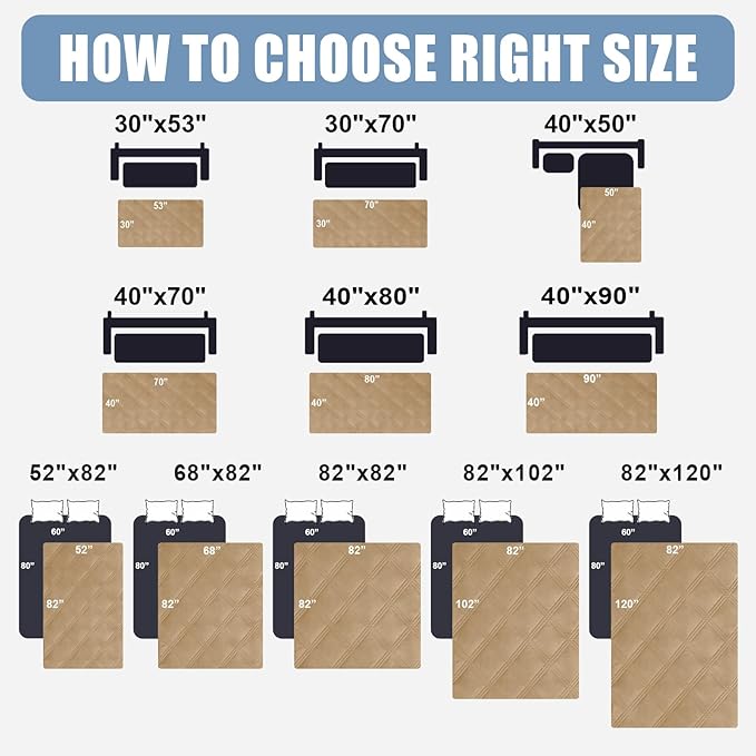 Smiry Waterproof Dog Bed Cover Blanket 30x53, Soft Reversible Pet Blanket, Washable Leakproof Cats Dogs Couch Cover for Sofa, Couch, Furniture, Lattice, Camel/Camel