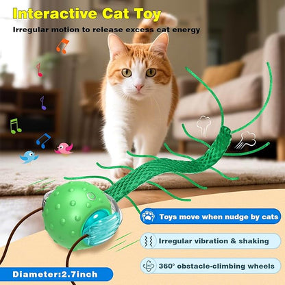 Saolife Interactive Cat Toys for Indoor Cats, Moving Cat Ball with Tail, Fast Rolling on Carpet, Chirping & Motion Activate Toy for Bored Indoor Adult Cats