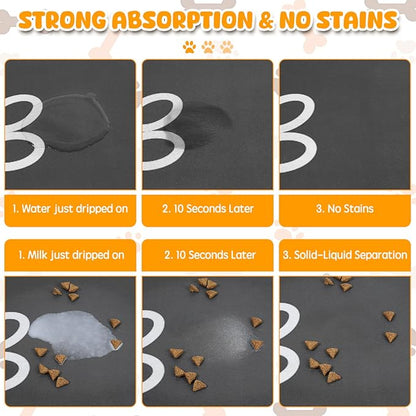 Dog Food Mat, 36" x 24" Extra Large Absorbent Dog Mat for Food and Water, Non Skid Cat Bowl Mat, No Stains Quick Dry for Pet Water Dispenser Pet Supplies for Messy Drinkers