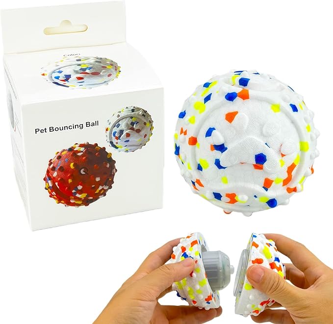 CAISHOW Dog Ball Squeak Toys (Vibrating Ball White)