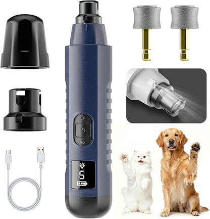 MOONEON 2026 New Silent Groom Pro Pet Nail Grinder, 5-Speed Dog Nail Grinder with Led Light, 40 db Quiet Painless Paws Grooming for Small Medium Large Dogs & Cats, USB Rechargeable