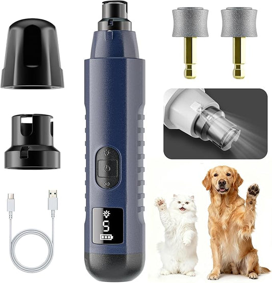 MOONEON 2026 New Silent Groom Pro Pet Nail Grinder, 5-Speed Dog Nail Grinder with Led Light, 40 db Quiet Painless Paws Grooming for Small Medium Large Dogs & Cats, USB Rechargeable