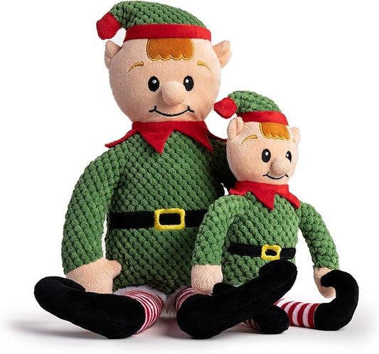 fabdog Floppies Plush Dog Toys - Cute Holiday-Themed Squeaky Dog Toy - Best Squeak Toy for All Breeds | Ideal Large Elf