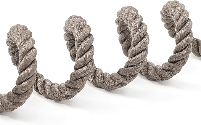 Mile High Life Dog Leash, Braided Cotton Rope Leashes with Leather Tailor Tip with Leather Tip - Heavy Duty Metal Clasp, 6FT, 1/2" Thick - Wedding, Walking Leash for Medium Large Dogs(Camel)