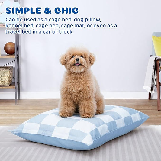 UWELL PETS Dog Bed with Removable Washable Cover for Small Dogs Deluxe Plush Dog Crate Beds Comfy Kennel Pad Waterproof Lining and Blue Gel Memory Foam Memory Foam（Blue 30 * 20 * 4in）