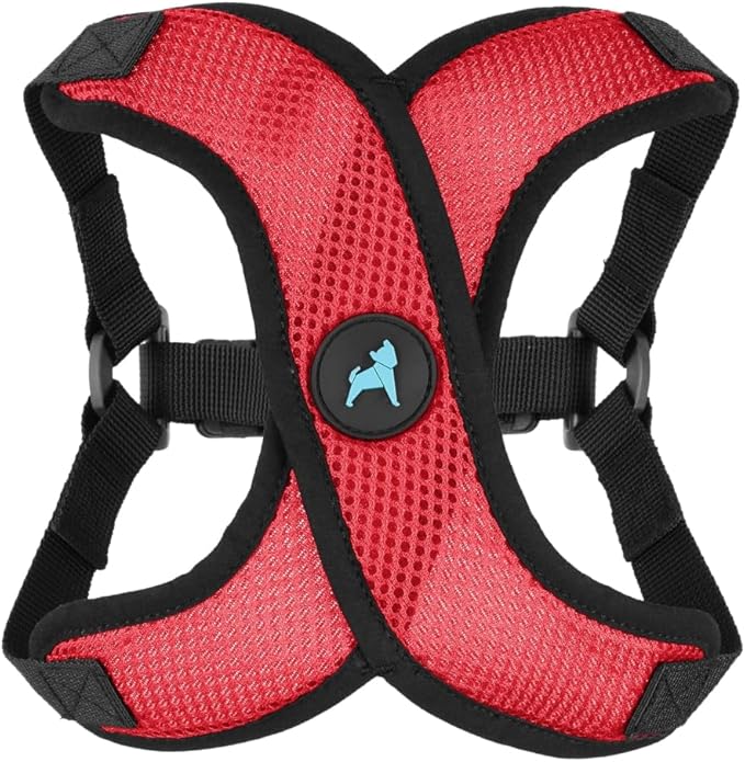 Gooby Comfort X Step in Lite Dog Harness - Choke Free, Escape Free with Light Breathable Mesh - Step in Dog Harness for Small Dogs Only - Quick Release Buckle, Metal D-Rings - Red, Large