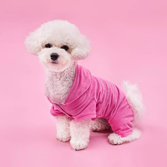 Juicy Couture Hooded Pet Juicy Bling Velour Tracksuit Chest 16 inches for Small Dogs and Cats - Hot Pink - XS/S