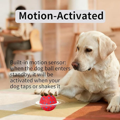 NETRCO Smart Interactive Dog Toys, Activated Moving, Bouncing, Rotating Ball for Medium/Large Dogs, 2025 E-TPU Material, Motion-Activated Dog Gift to Keep Them Busy (Orange) (Red)