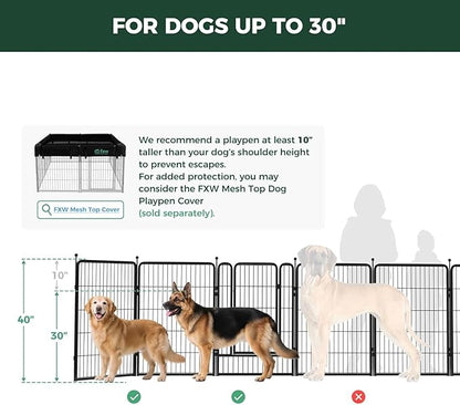 FXW Rollick Unleashed Dog Playpen for Indoor, Yard, RV Camping, 40 inch 16 Panels Dog Pen with Connectors (Pack of 2) for Medium and Large Dogs│Patented
