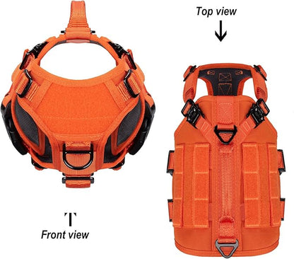 ICEFANG GN3 Tactical Dog Harness with 6X Buckle,Dog Molle Vest with Handle,3/4 Body, Hook and Loop Panel for ID Patch,No Pulling Front Clip (X-Small (Pack of 1), Safety Orange)
