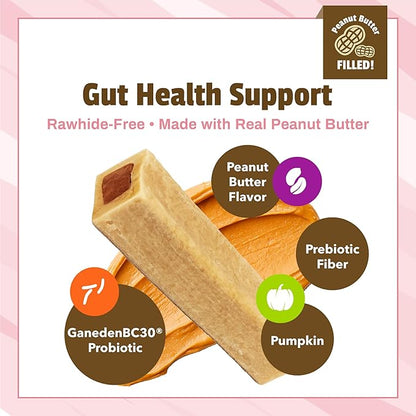 Pet Naturals BusyButter Balanced Belly Peanut Butter Bones, Rawhide-Free Chews for Small Dogs, Long Lasting Chew Bones, Probiotics & Pumpkin for Gut Health, 22 Count