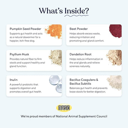 Pawfy Anal Gland Chews for Dogs with Peanut Butter | Dog Probiotics – Helps with Constipation, Digestive Health, and Gas Relief | Promotes Healthy Poops & Comfort - 30 Dog Supplements