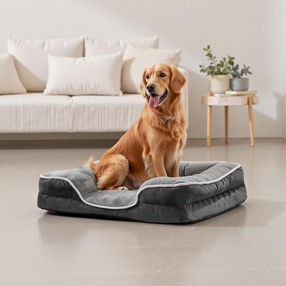 NEWBULIG 42x32 Inch Orthopedic Dog Bed Large Sized, Dog Couch/Sofa Bed with Washable Cover, Waterproof, Memory Foam, Soft Fluffy Surface