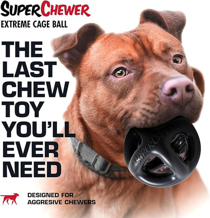 Tuff Pupper SuperChewer Extremely Tough Cage Ball for Dogs | 2X Tennis Ball Size | Natural Rubber | Tough Toy for Aggressive Chewers | Heavy Duty for Medium Large Breed | Strong but NOT Indestructible