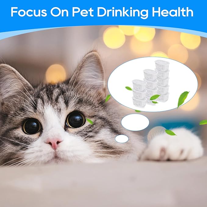MyfatBOSS 16 Pack Filters for Cat Water Fountain W300&W300B&W500 True Filtering, Pet Fountain Filter Replacement for 67oz/2L Automatic Pet Water Fountain