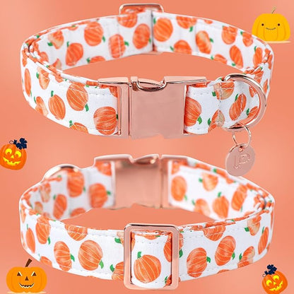 Halloween Dog Collar with Metal Buckle Gift Fall Dog Collar for Small Medium Large Girls or Boys Dogs Cute Pumpkin Cotton Pet Collars