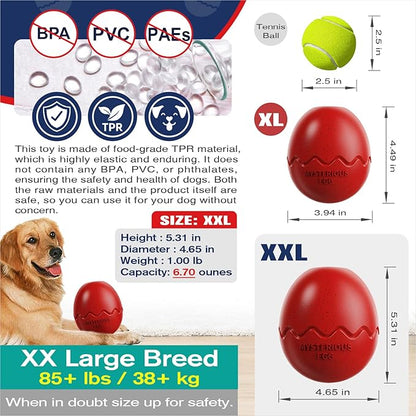 Extra-Large Size Dog Fillable Toy - Filler Lick Ball for Large Aggressive Chewers Breed Dogs Durable Peanut Butter Balls & Kibble Treat Dispenser & Chew Toys