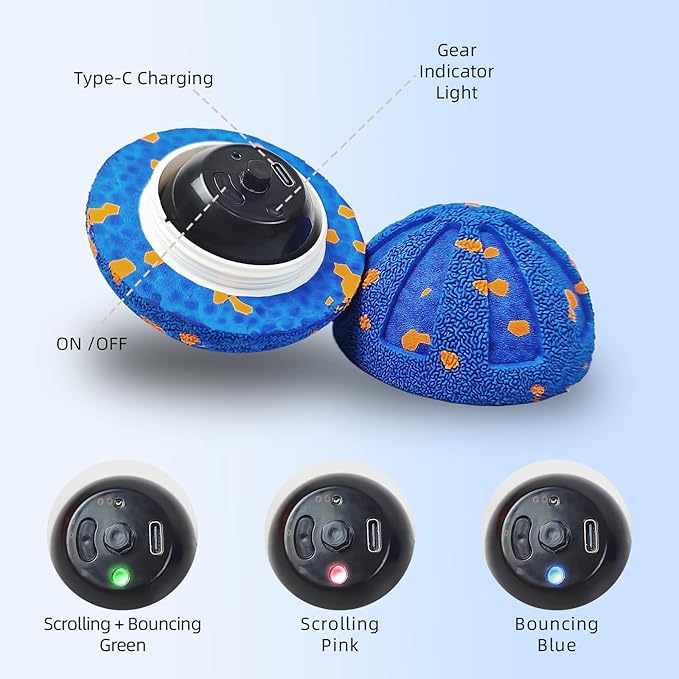 Interactive Dog Toys Ball, Automatic Moving, Bouncing Chew Toys, E-TPU Material, Suitable for Large and Medium-Sized Dogs, Used for Boredom Relief and Daily Training, USB Rechargeable