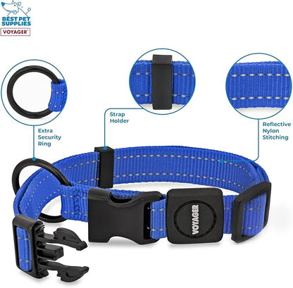 Best Pet Supplies Voyager Reflective Dog Leash or Collar with Neoprene Handle, for Small, Medium, and Large Breed Puppies, Cute and Heavy Duty for Walking, Running and Training - Royal Blue, L