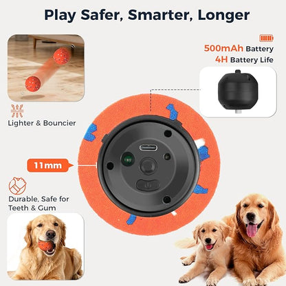 Aquamorph 2 Pack Interactive Dog Balls - Auto Moving Bouncing Vibrating Washable Dog Toys for Large Medium Dogs, Type-C Rechargeable, Blue and Orange, Grid Pattern