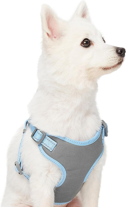 Blueberry Pet Pastel Colored Reflective Dog Harness with Seatbelt Clip – Adjustable No-Pull Pet Vest for Walking and Car Safety, Small Size in Baby Blue