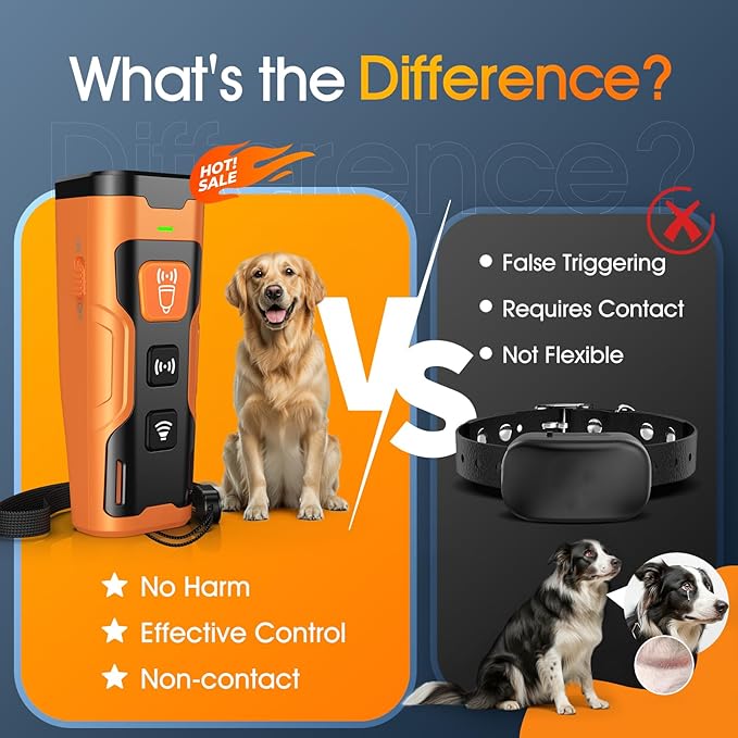 QVNNVQ Dog Bark Deterrent Devices, Ultrasonic Anti Barking Device for Dogs, Stopping Own or Neighbor's Dog Barking,Portable Dog Training Device, Safe & Effective for Indoor & Outdoor Use, Orange