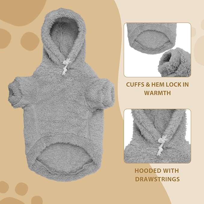 Fuzzy Dog Sweaters for Large Dogs Pet Hoodie Clothes Warm Coats Hooded Sweatshirt Dog Sweaters for Extra Large Dogs(Grey-XXL)