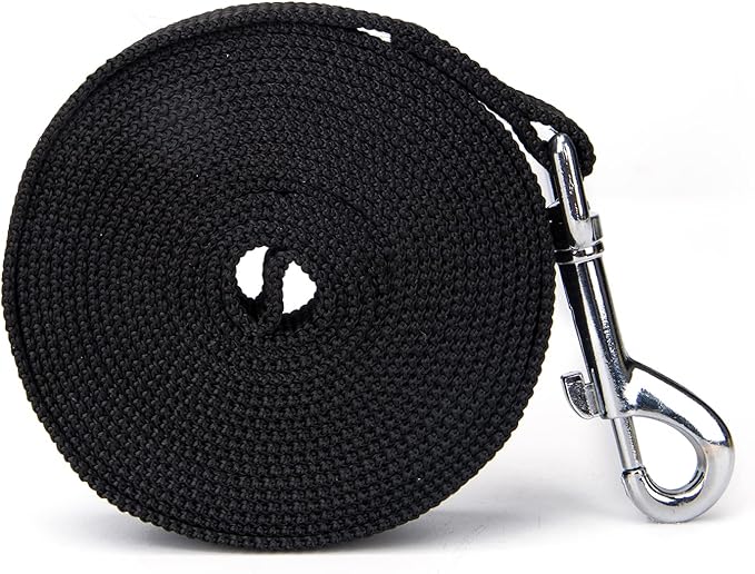 Siumouhoi Strong Durable Nylon 10ft Long Dog Training Leash, Traction Rope, 1 Inch Wide, for Small and Medium Dog (Black, 10 Feet)