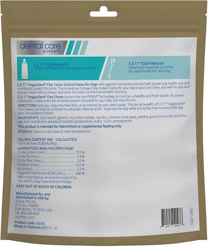 Virbac C.E.T. VEGGIEDENT Flex Tartar Control Chews for Dogs - Large