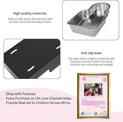 RIZZARI Stainless Steel Pet Waterer: 9L Black Gravity Fed Water Dispenser Leak-Proof for Senior Dogs Joint Care Home Owners - Bedroom Garden Use