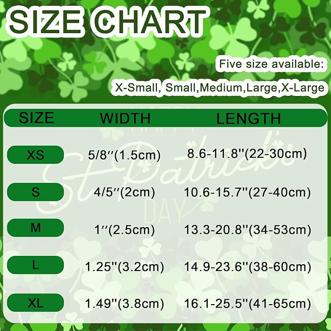 St. Patrick's Day Dog Collar with Bow Tie, Cotton St. Patrick's Day Bowtie Collar for Girl Boy Dosg, Lucky Shamrock Pet Collars with Metal Buckle, Spring, L, Neck 16-24in
