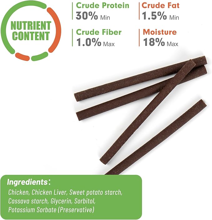 MON2SUN Dog Jerky Treats, 5 Inch Chicken Sticks (Chicken Liver Flavor) Rawhide Free Training Treats for Small Dogs, Soft and Healthy Snacks, 10.58oz (40 Count-Pack of 1)
