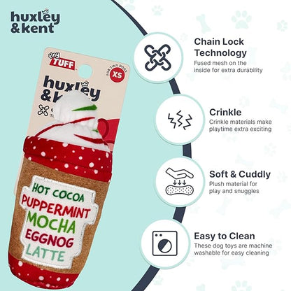 Huxley & Kent Funny Dog Toy w/Squeaker – Holiday Power Plush Squeaky Dog Toys for Small Dogs – Durable Small Stuffed Animal for Indoor Play & Fetch - Tiny Tuff Latte My Way
