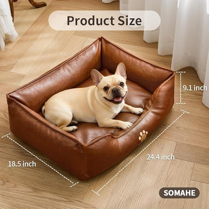 Orthopedic Dog Beds for Small Medium Dogs, Waterproof Pet Bed with Sides, Durable Pet Bed Puppy Bed with Anti-Slip Bottom 24 × 18 × 9 inch Black