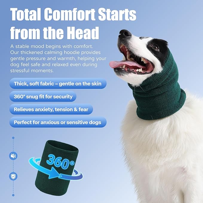 3 Pack Bundle (S, M, L) Dog & Cat Calming Band Cat Anxiety Relief Cover,Double Layer Thickened Elastic Neck Band Ear Muffs for Anxiety Relief/Noise Protection,Grooming,Thunder,Fireworks