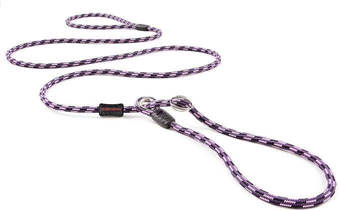 EzyDog Luca Slip Lead Dual Function Heavy Duty Rope Leash for Dogs That Pull Slip Leash & Gentle Lead Head Halter, Small (5.5ft x .23', Purple)