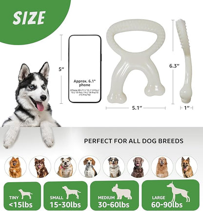 IPTPAS Durable Dog Chew Toy for Aggressive Chewers, Indestructible Nylon Bone Dental Care Teeth Cleaning Chew Toy for Small, Medium and Large Dogs, Keep Them Busy, Irresistible Beef Flavor (White)