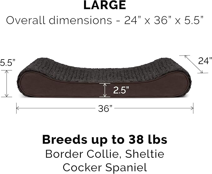 Furhaven Cooling Gel Dog Bed for Large/Medium Dogs w/ Removable Washable Cover, For Dogs Up to 38 lbs - Ultra Plush Faux Fur & Suede Luxe Lounger Contour Mattress - Chocolate, Large